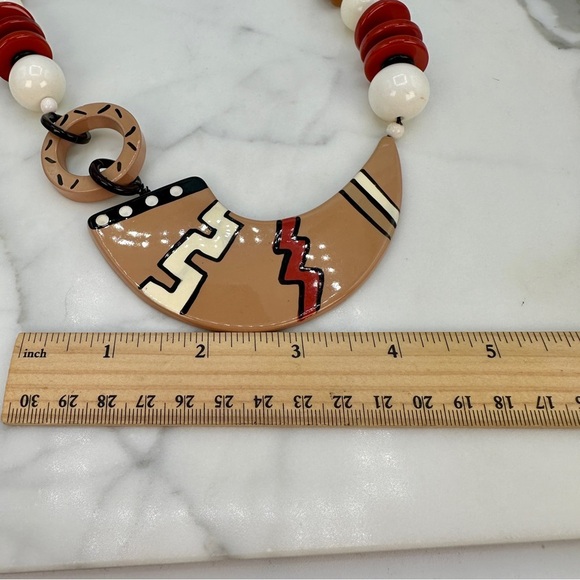 Vintage Modern Tribal Necklace Funky Statement Bold Geometric Asymmetrical 0100 - Picture 7 of 8